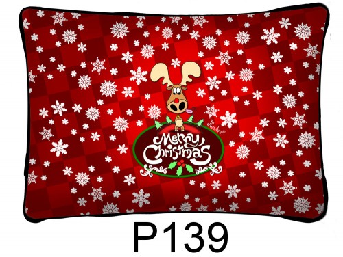 (P139) Párna 37 cm x 27 cm - Merry Christmas szarvas – Karácsonyi ajándékok